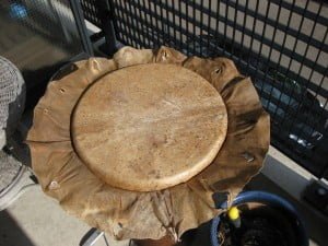 Bloemkool djembe bespannen